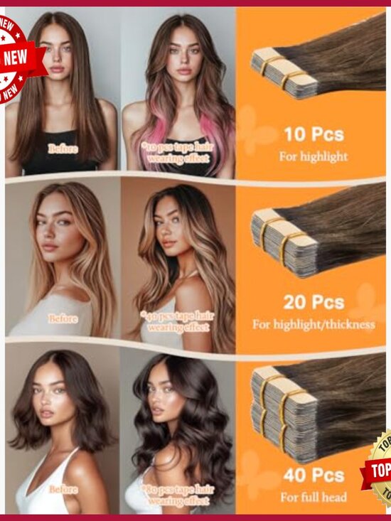 20pcs Tape-in Human Hair Extensions 20 Inch Silky Straight 50g main image 6